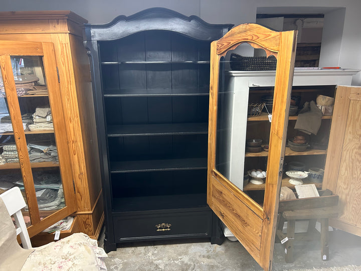 Antike Vitrine Louis Philippe Schwarz Shabby Chic