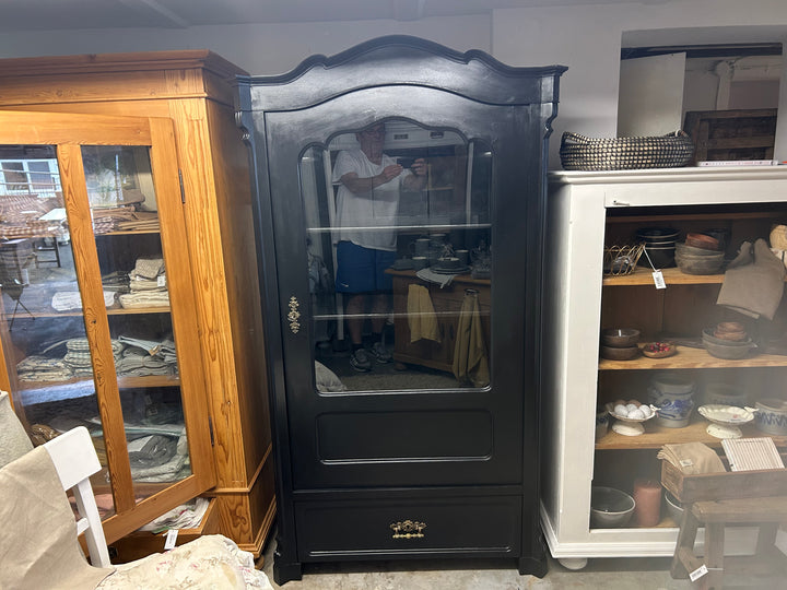 Antike Vitrine Louis Philippe Schwarz Shabby Chic