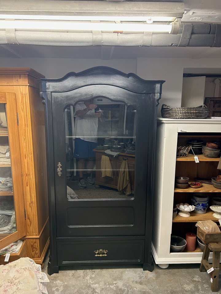 Antike Vitrine Louis Philippe Schwarz Shabby Chic