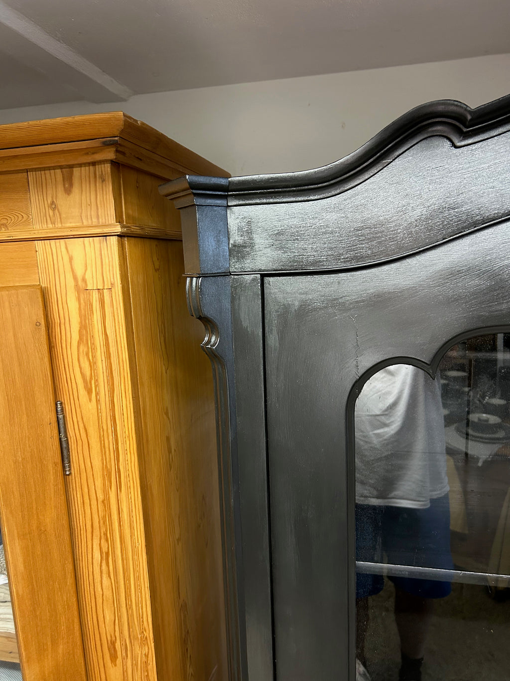 Antike Vitrine Louis Philippe, Shabby Chic