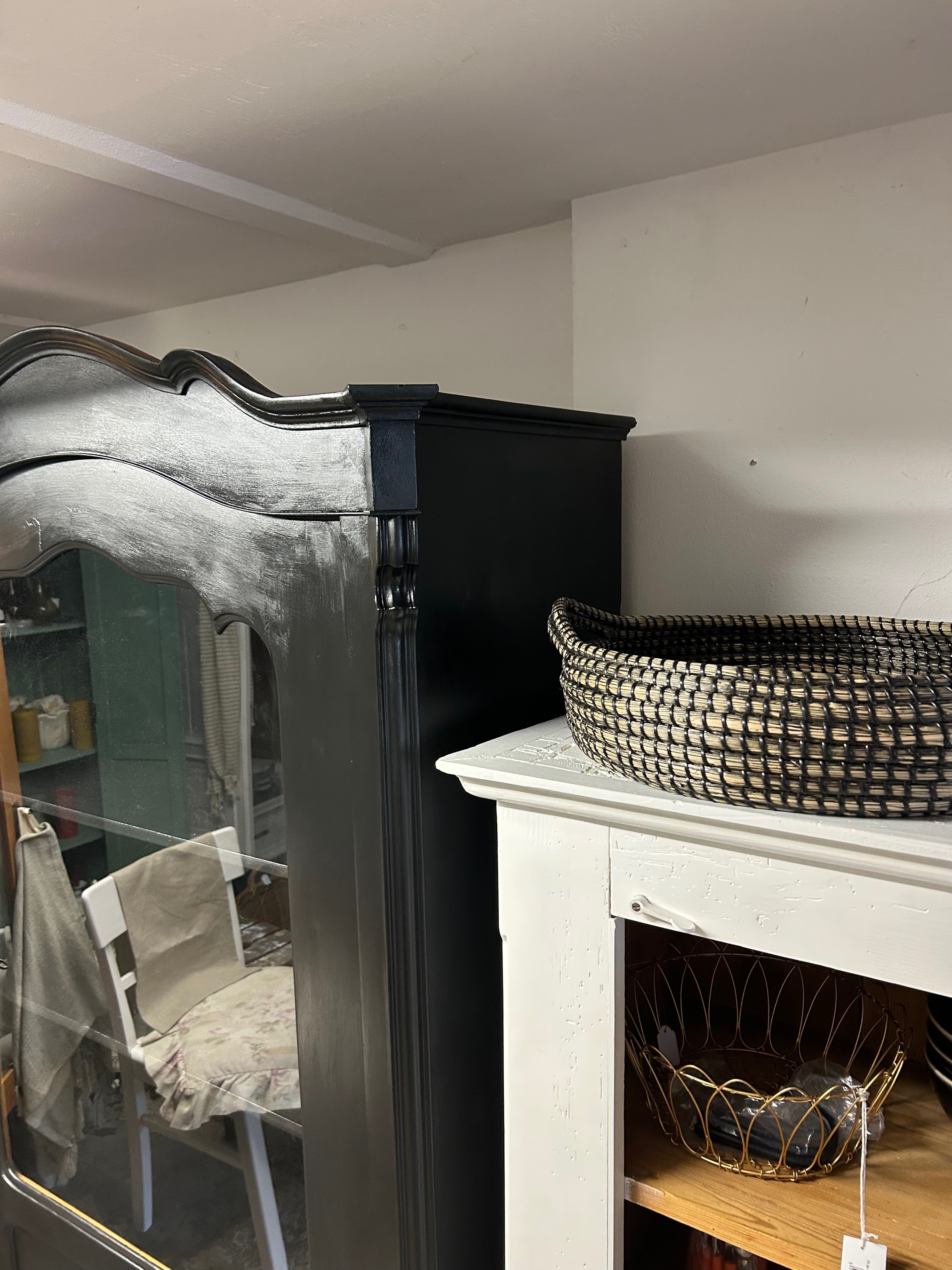 Antike Vitrine Louis Philippe, Shabby Chic