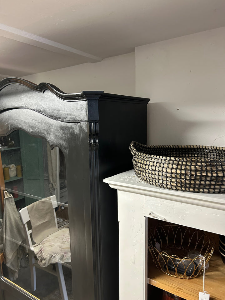 Antike Vitrine Louis Philippe Schwarz Shabby Chic