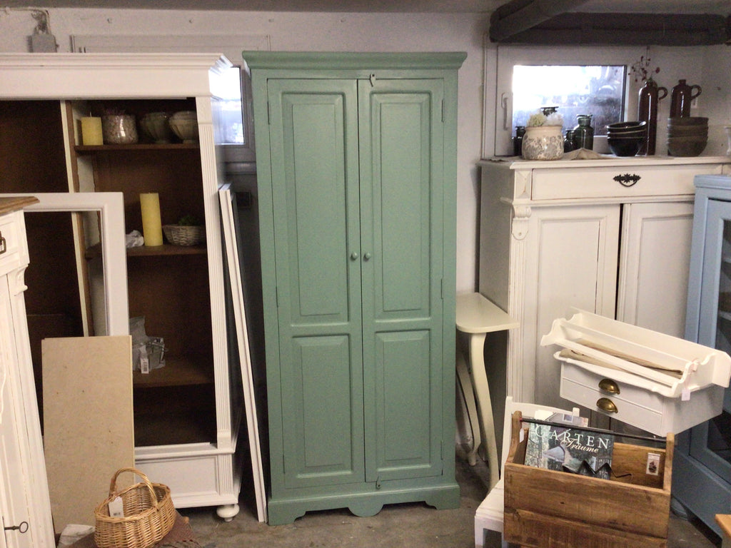 Antiker Wäscheschrank, grün, Massivholz