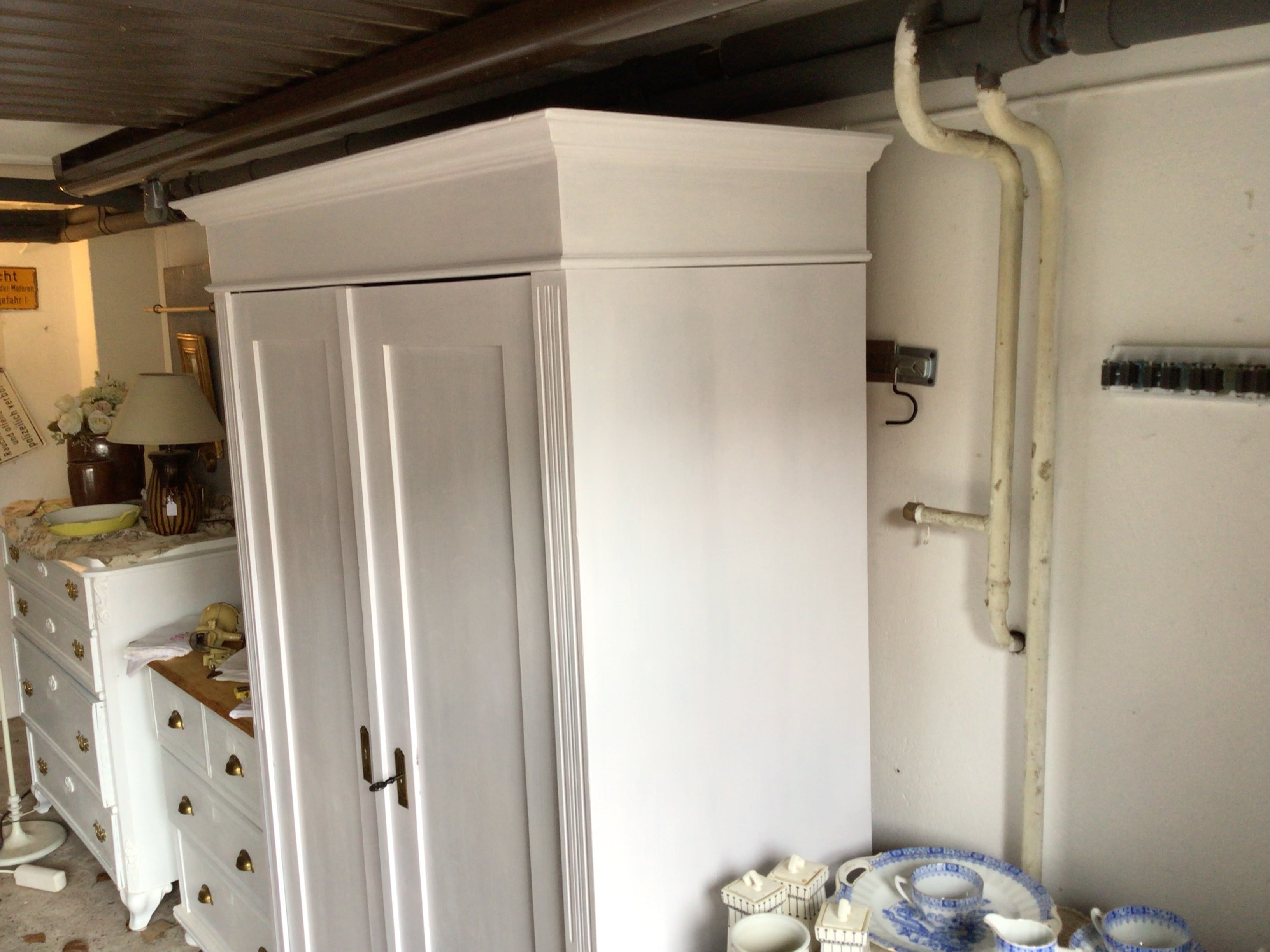 Antiker Garderobenschrank, Gründerzeit, Weichholz