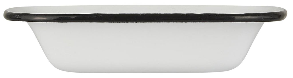 Ib Laursen Seifenschale Emaille weiß mit schwarzer Kante