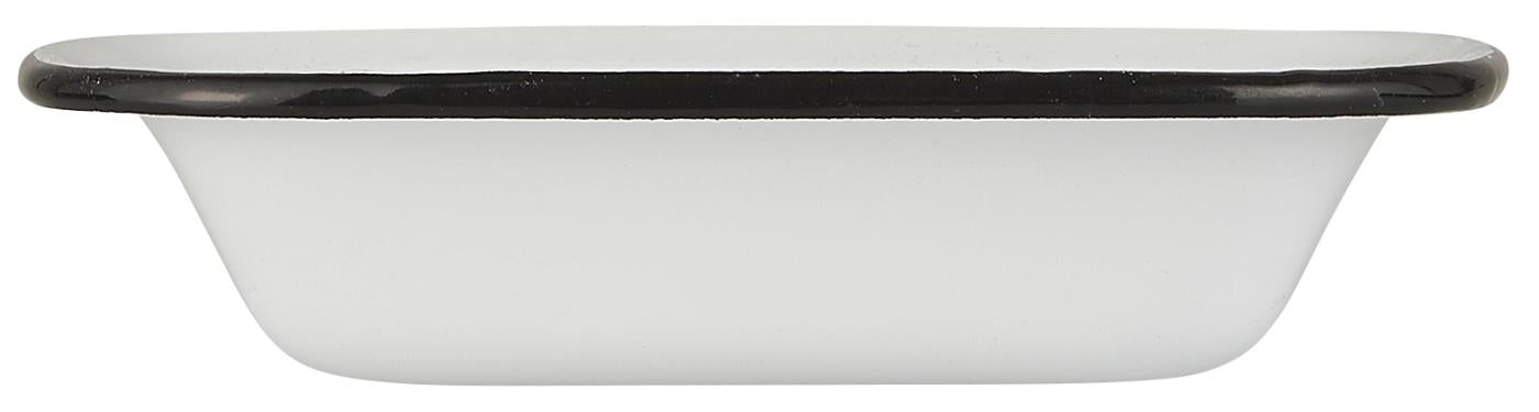 Ib Laursen Seifenschale Emaille weiß mit schwarzer Kante