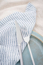 Stoffserviette doppelt gewebt hellblau/weiß gestreift