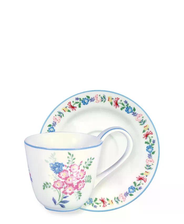 Tasse mit Untertasse Elina Weiß/Geblümt