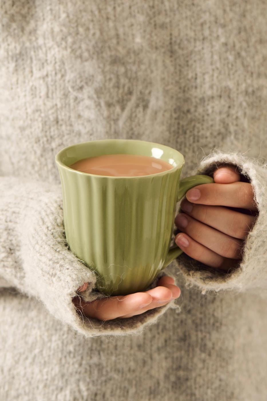 Ib Laursen Tasse mit Rillen Mynte Wasabi