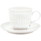 GreenGate Tasse mit Untertasse Alice Weiß