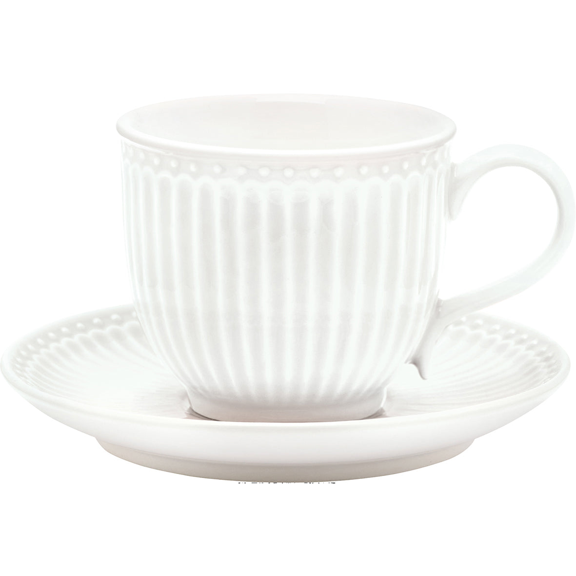 GreenGate Tasse mit Untertasse Alice Weiß