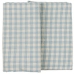 Tischdecke Viggo quadratisch hellblau mit kleinen naturfarbigen Karos