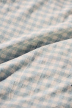 Tischdecke Viggo quadratisch hellblau mit kleinen naturfarbigen Karos