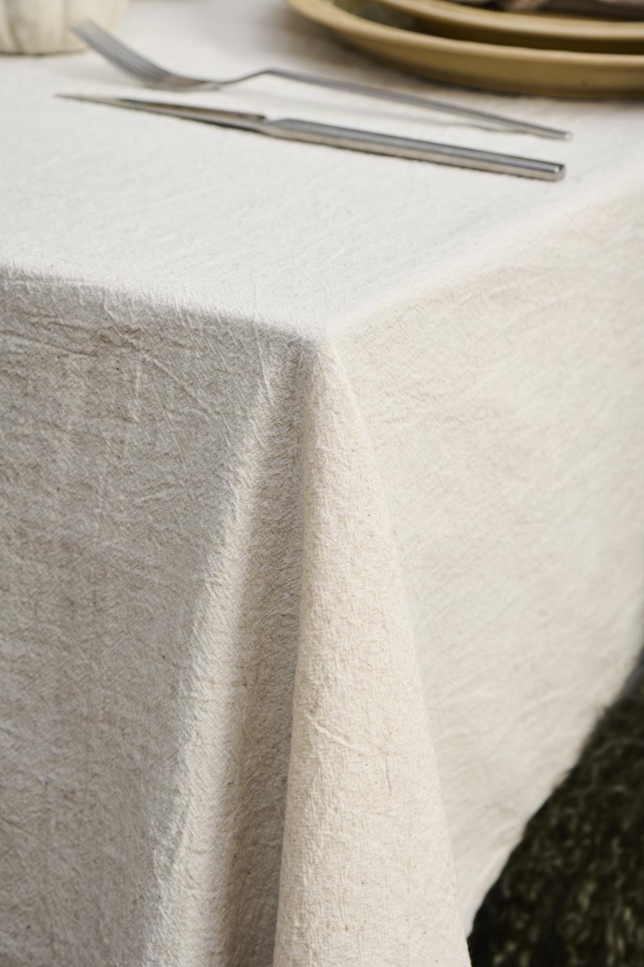 Tischdecke quadratisch leinenfarbig