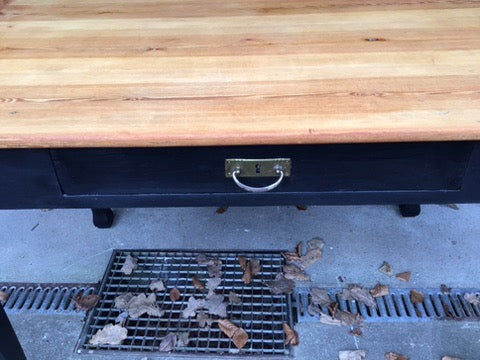 Antiker Küchentisch mit Schublade, Gründerzeit