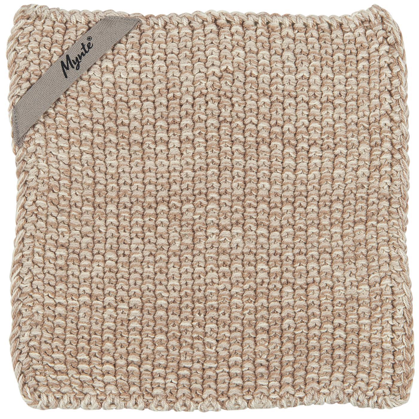 Topflappen Mynte natur gestrickt