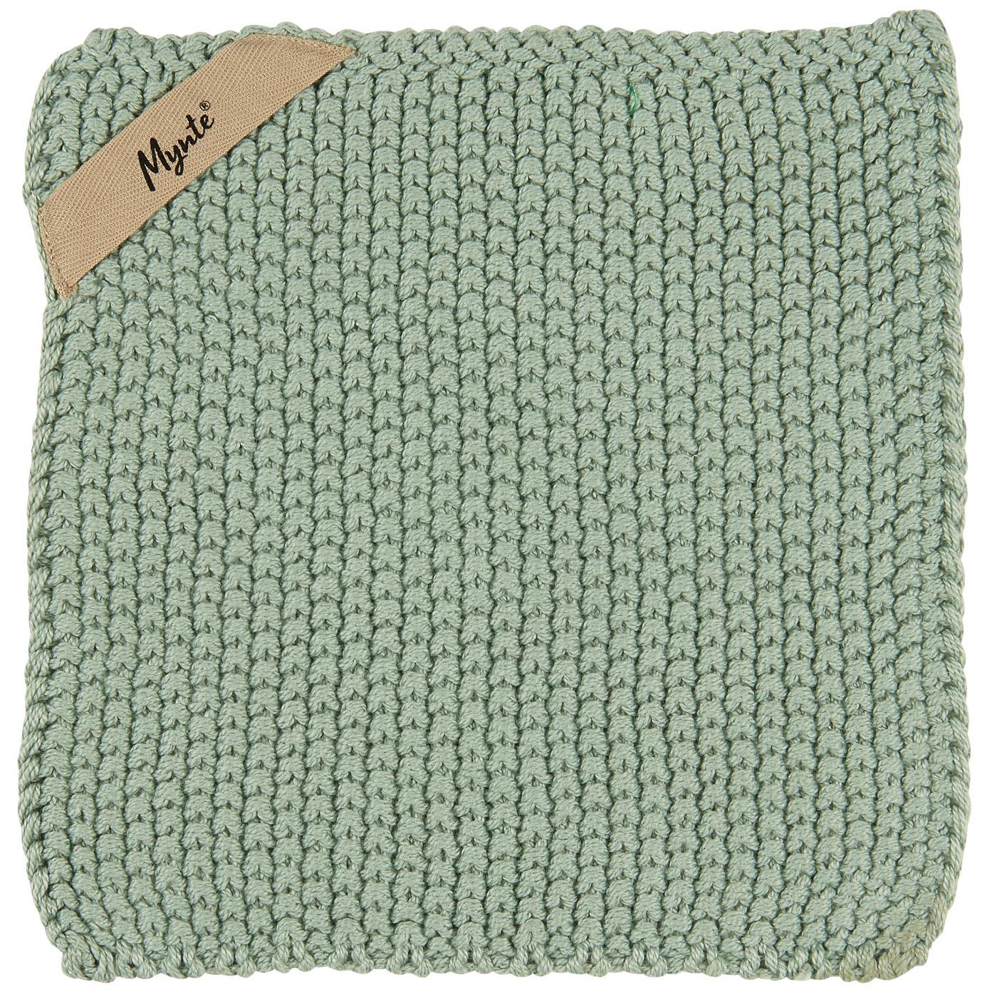 Topflappen Mynte staubig grün gestrickt