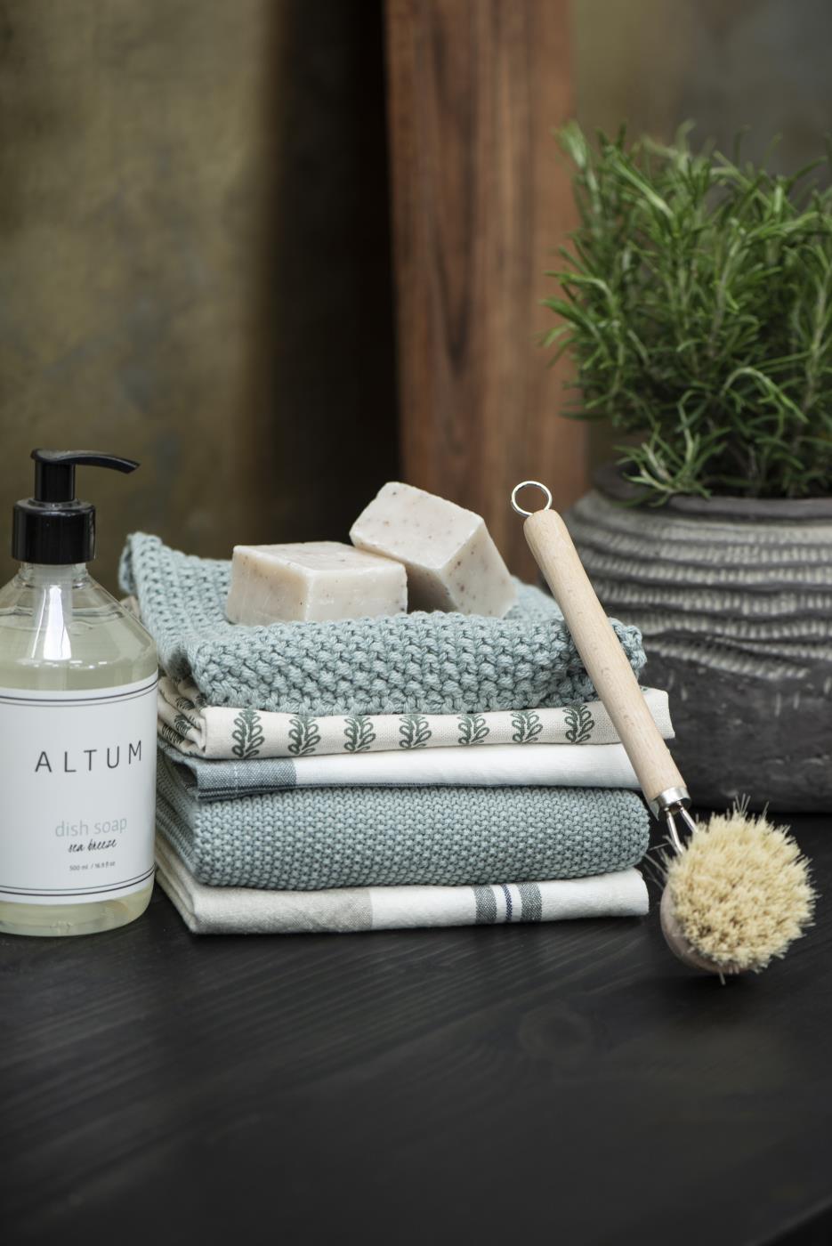 Topflappen Mynte staubig grün gestrickt