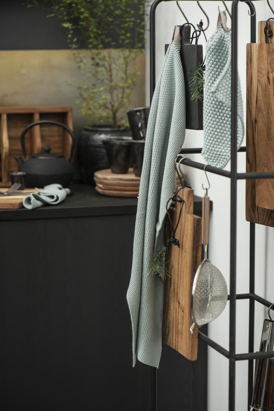 Topflappen Mynte staubig grün gestrickt