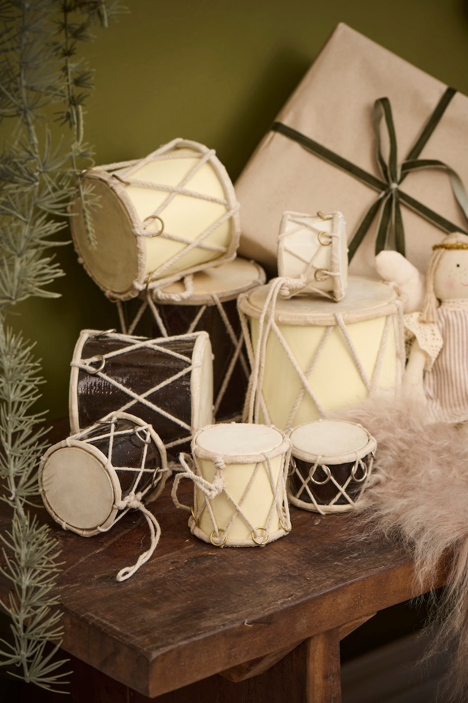 Trommel Weihnachstdekoration  in creme