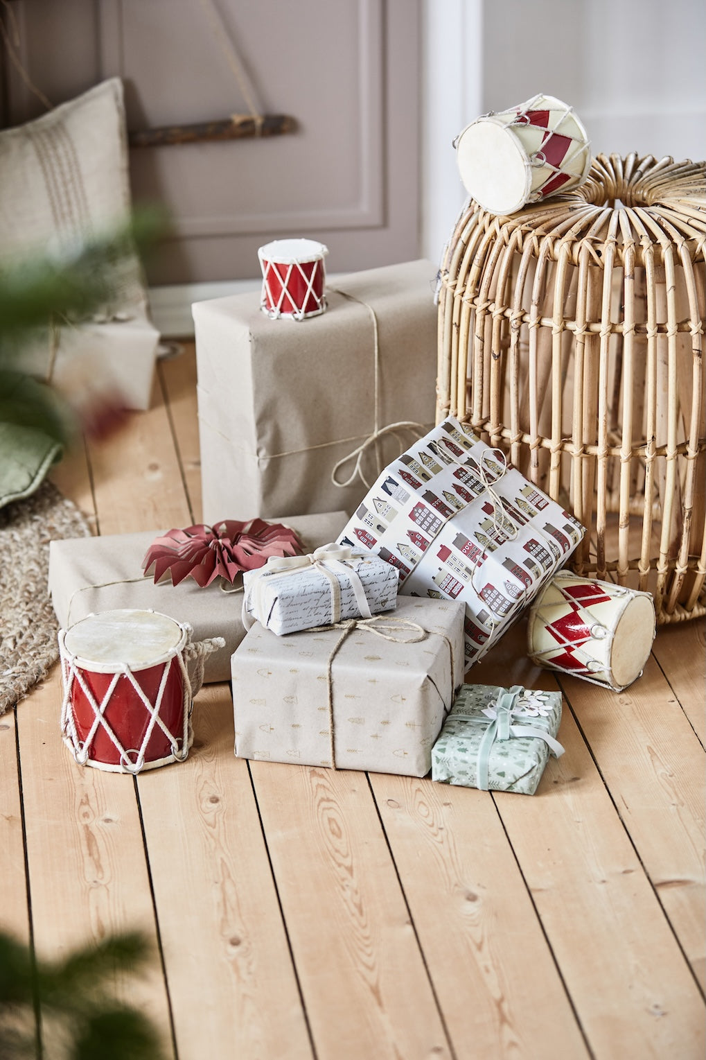 Trommel Weihnachstdekoration  in rot