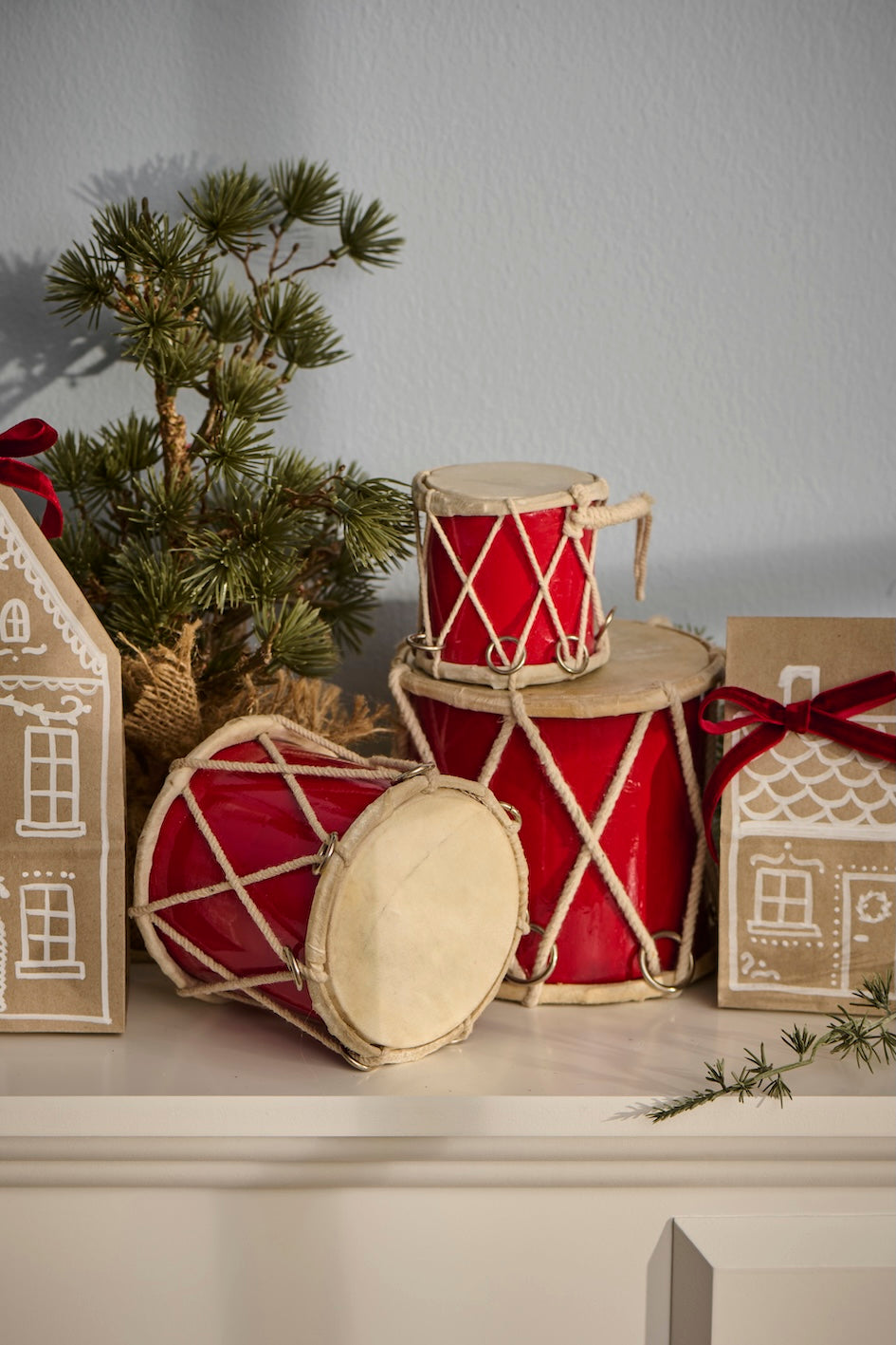 Trommel Weihnachstdekoration  in rot