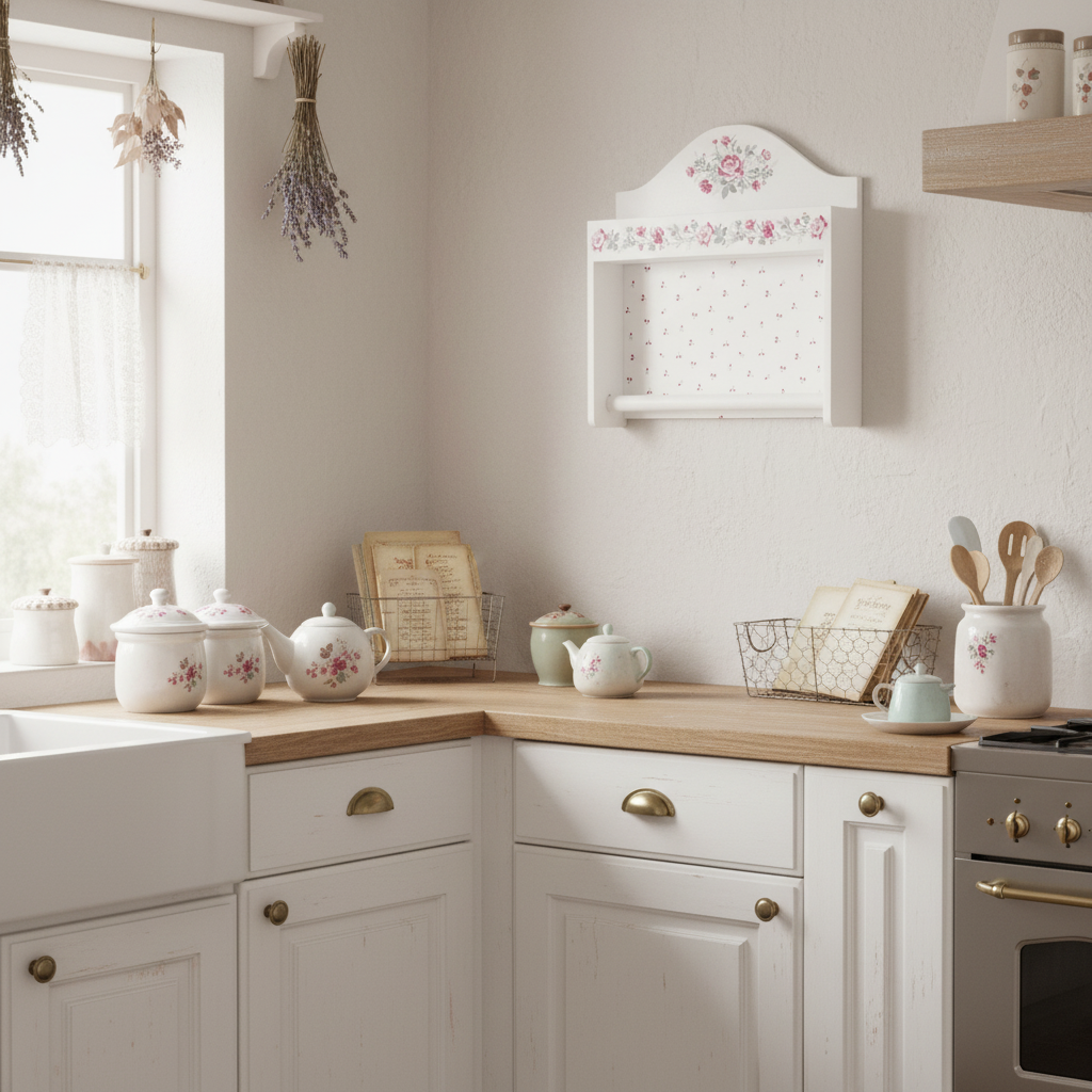 GreenGate Küchenregal Leonora Weiß dekoratives Wandregal in Landhausküche