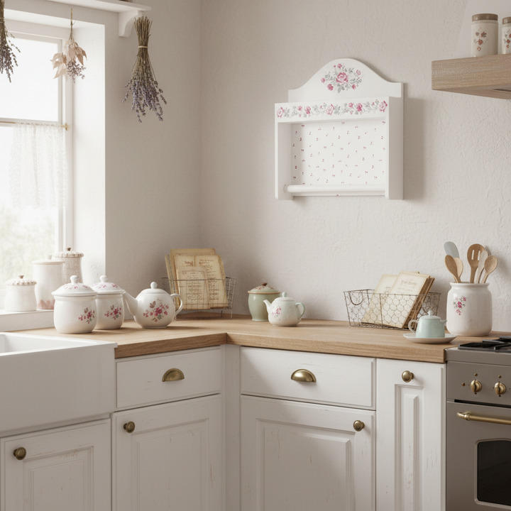 GreenGate Küchenregal Leonora Weiß dekoratives Wandregal in Landhausküche