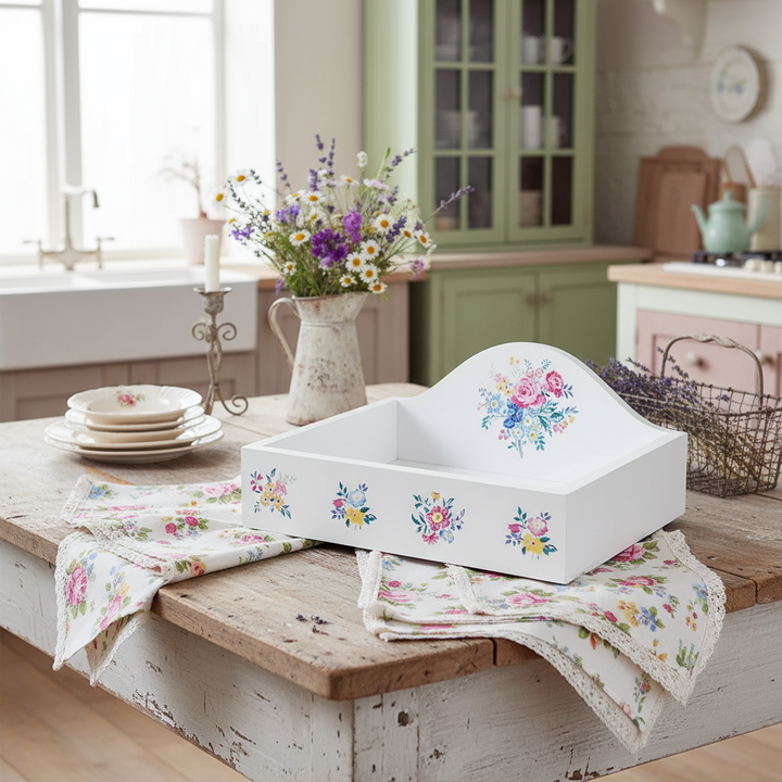 GreenGate Elina Serviettentablett aus Holz im Landhausstil