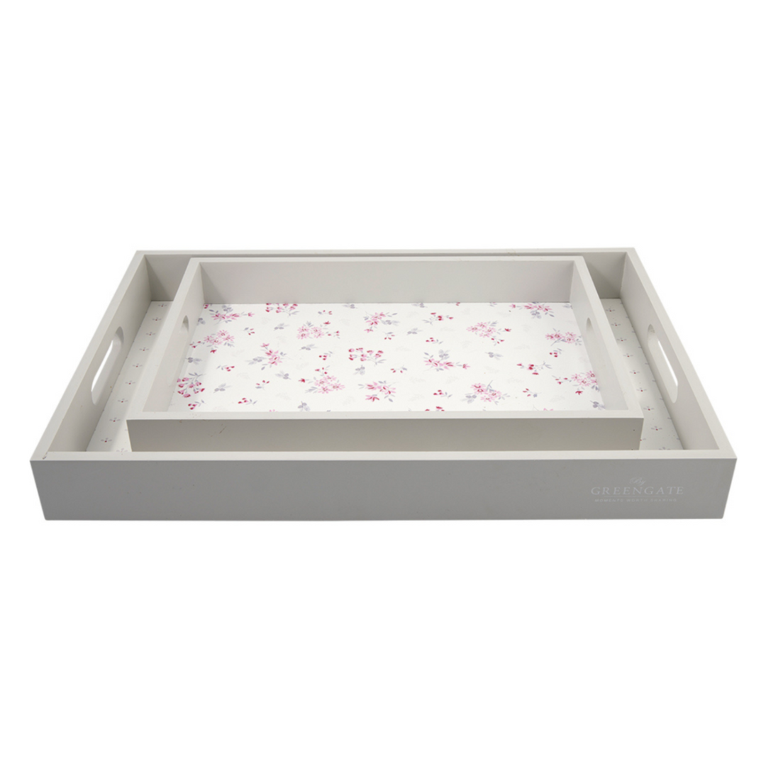 GreenGate Tablett 2er Set Layla aus Holz im Landhausstil