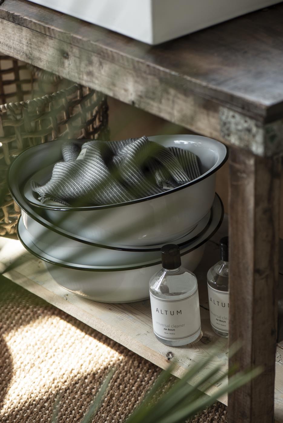 Ib Laursen Waschgefäss Emaille weiß mit schwarzer Kante