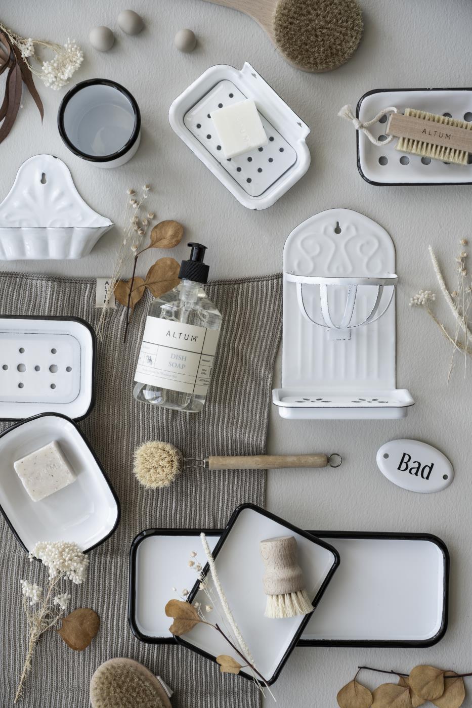 Ib Laursen Zahnbecher Emaille weiß mit schwarzer Kante