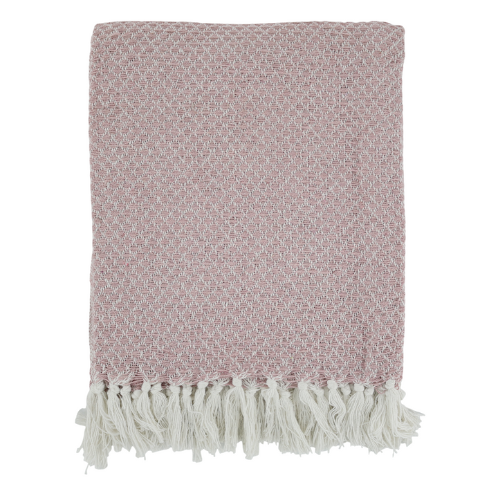 Chic Antique Aix Plaid Rosa 130x150 cm als Freisteller mit weißen Fransen