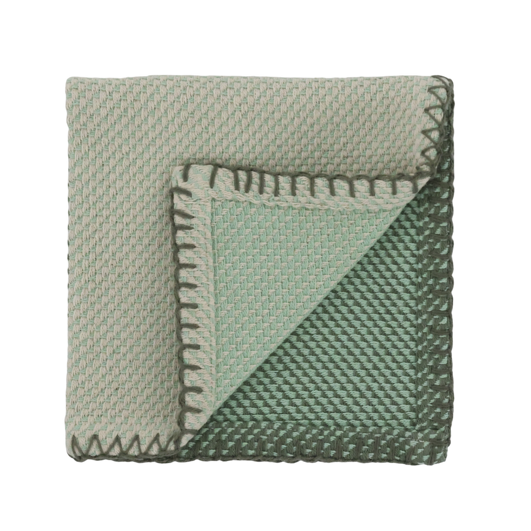 Gefaltetes Chic Antique Aix Spültuch Verte & Olive jacquardgewebt aus Baumwolle als Freisteller