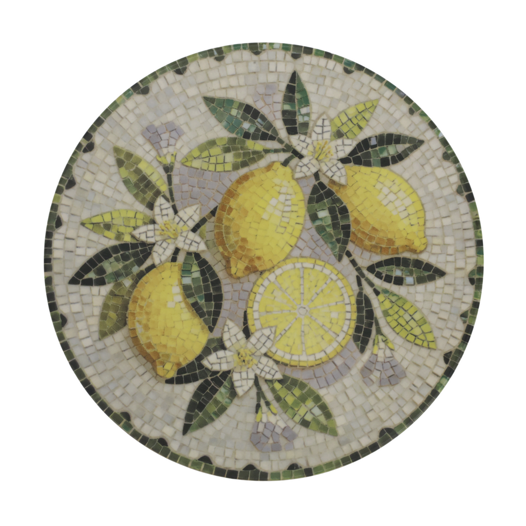 Chic Antique Chartres Tablett aus Steingut mit Mosaik und Zitronen Ø 21 cm