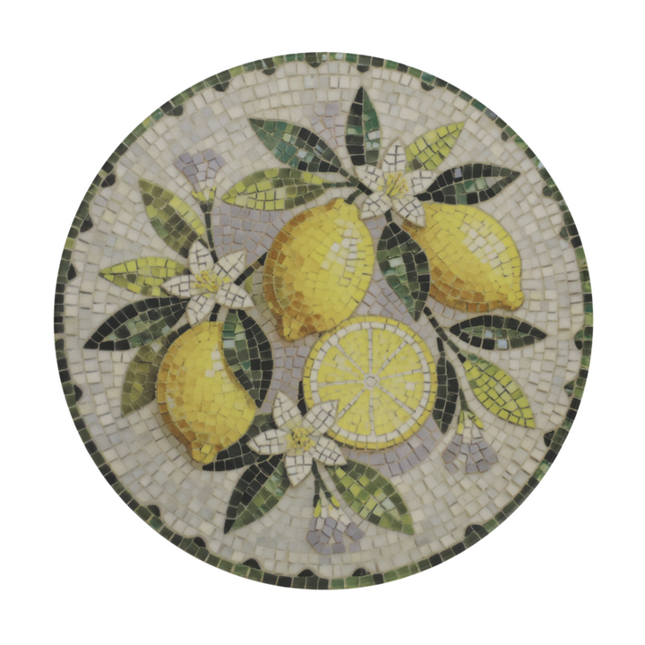 Chic Antique Chartres Tablett aus Steingut mit Mosaik und Zitronen Ø 21 cm