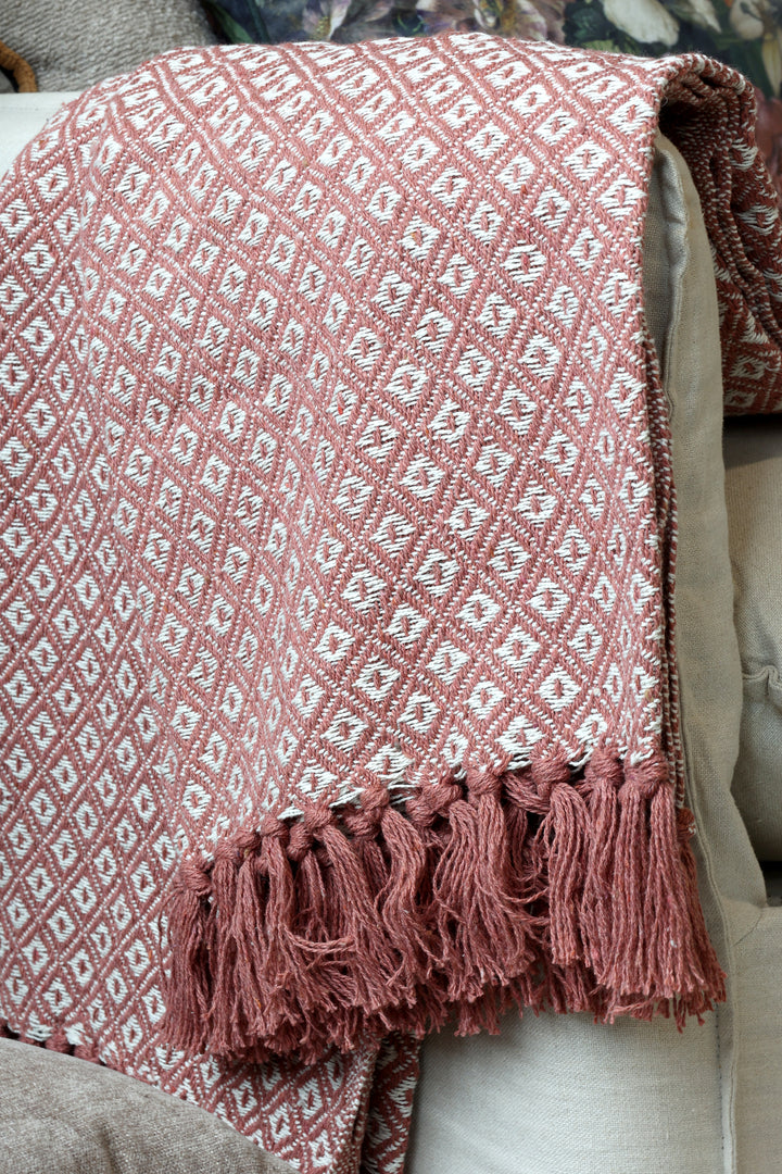 Chic Antique Decke Aix in Clay und Creme mit Rautenmuster