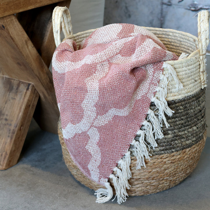 Chic Antique Decke Aix in Malve und Creme aus recycelten Fasern