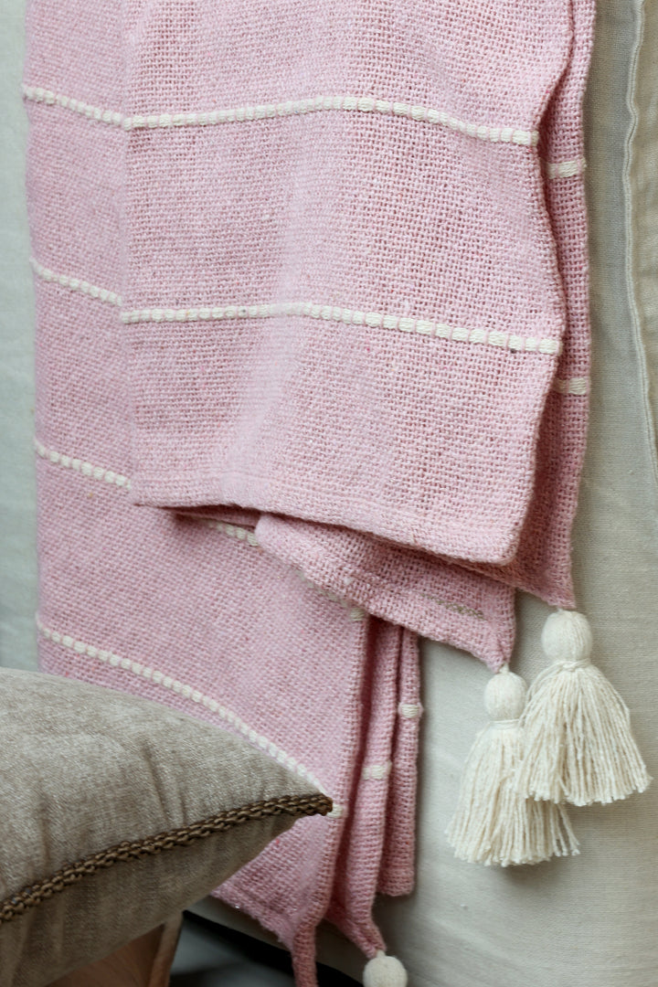 Chic Antique Decke Aix in Rosa mit hellen Streifen
