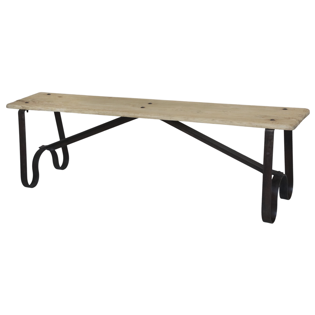 Chic Antique Grimaud Bank aus Recyclingholz und Eisen Natur 152 cm