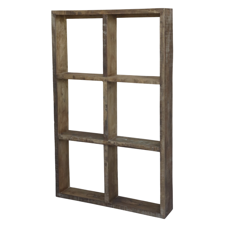 Chic Antique Grimaud Regal mit 6 offenen Fächern aus Recyclingholz Natur H152 L94 B19 cm im Vintage Landhausstil