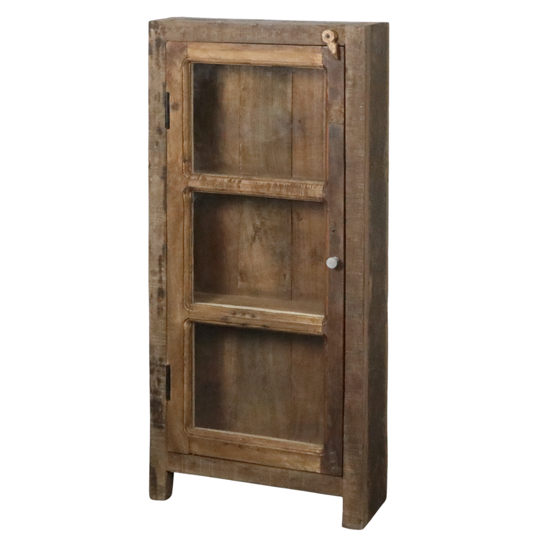 Chic Antique Grimaud Vitrinenschrank aus Recyclingholz mit Glastür Natur