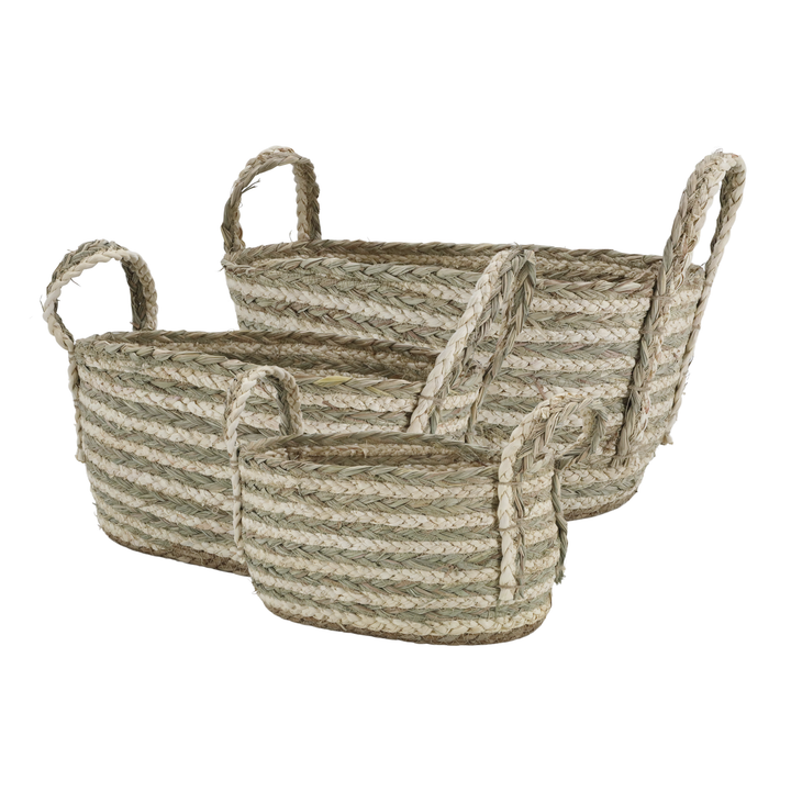 Chic Antique Korb Set aus Seegras im 3er Set mit Griffen