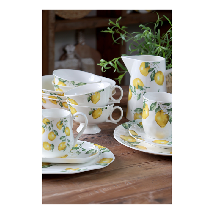 Chic Antique Maison Citron Geschirr Set mit Tassen, Tellern und Kanne im sommerlichen Landhausstil