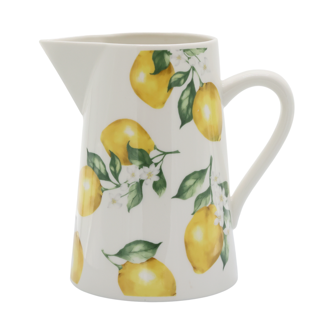 Chic Antique Maison Citron Kanne aus Porzellan mit Zitronenmuster freigestellt