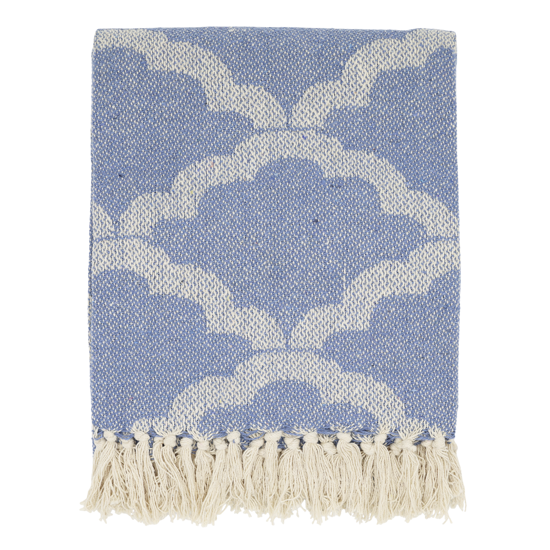 Chic Antique Plaid Aix Sky Blue 130 × 150 cm aus Baumwolle