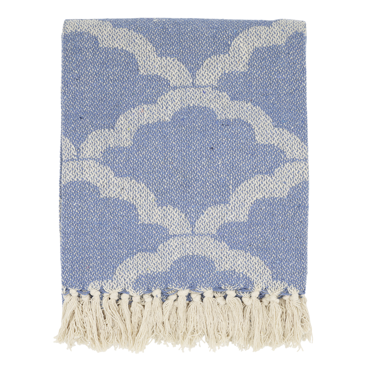Chic Antique Plaid Aix Sky Blue 130 × 150 cm aus Baumwolle