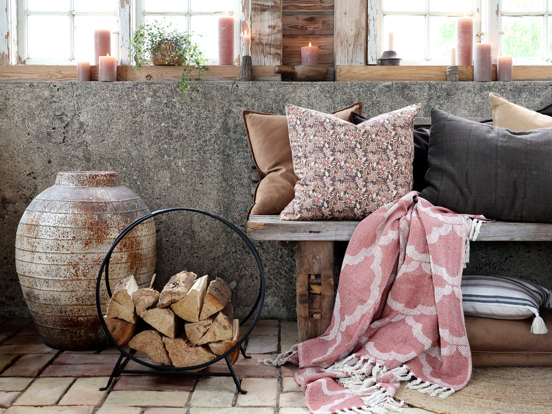 Plaid Aix Malve & Creme von Chic Antique für Sofa oder Sessel