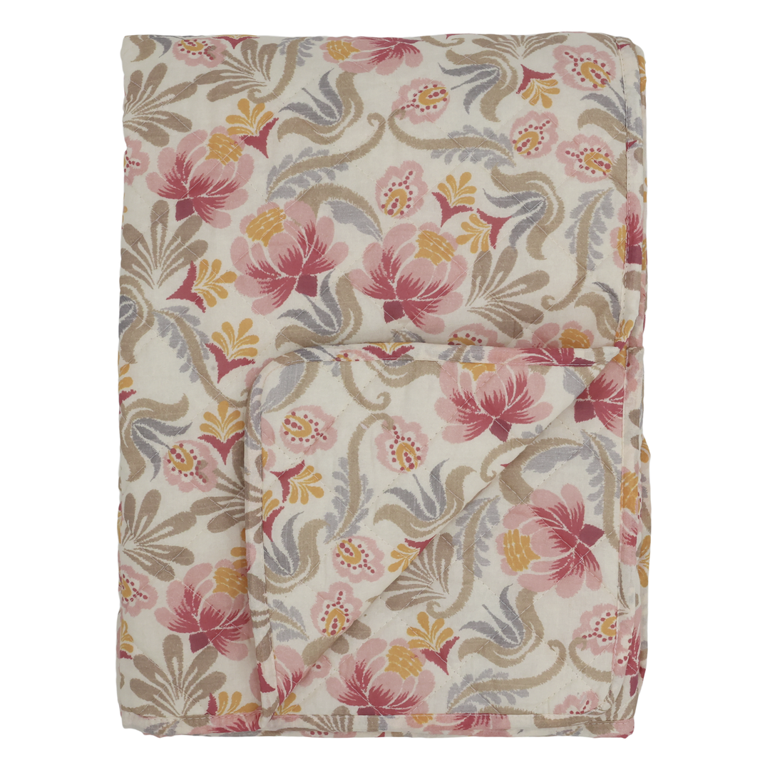 Chic Antique Quilt Aix Vintage mit Blumenmuster in Rosa und Thunder Grey 130 × 180 cm