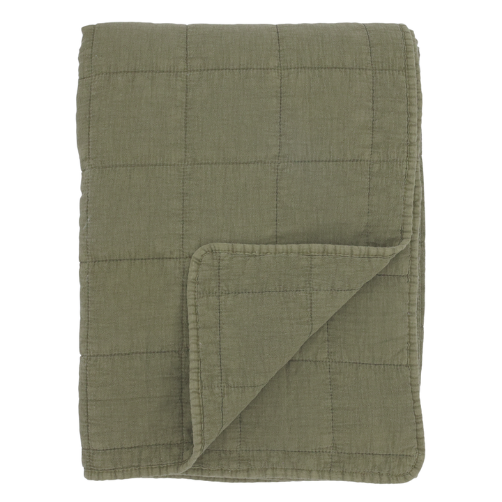 Chic Antique Quilt Aix Vintage Olive 130 × 180 cm aus Baumwolle